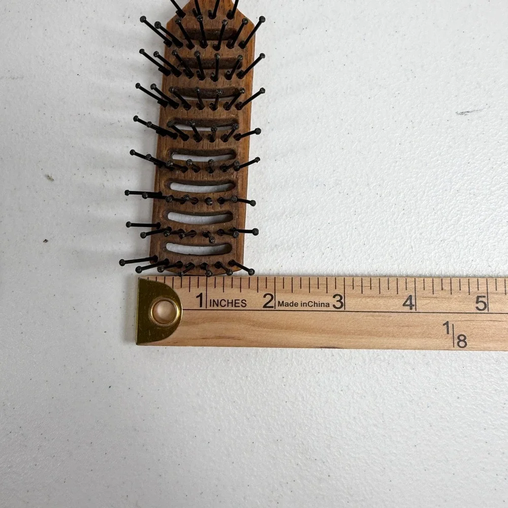 Vintage GOODY USA Faux Wood Grain Vented Styling Hair Brush Ball Tipped 6